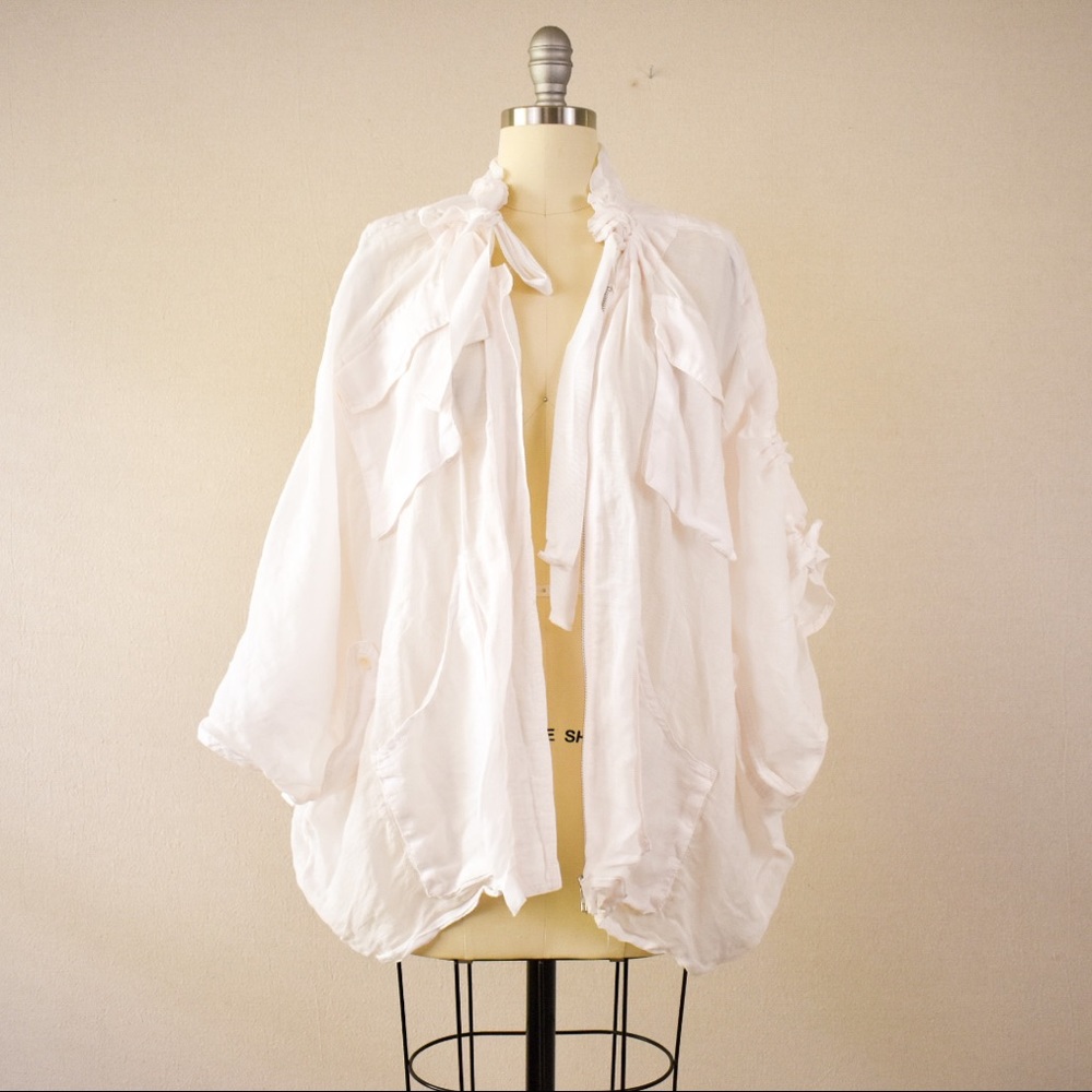 Anthropologie Lilka Adjustable Linen Ruffle Jacket